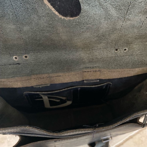 Leather messenger style backpack used, black