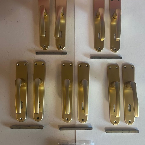 Hoppe Germany set of 5 door handles 75mm gold matte