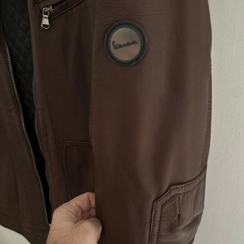 Vespa Piaggio leather jacket used, brown, size XL fits like L