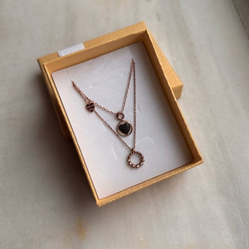 Necklace set used, 925 silver with rose gold plating
