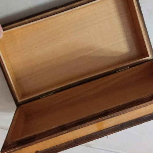 Vintage handmade carved wooden box like new with decorative motifs