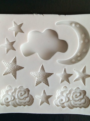 Φόρμα σιλικόνης για ζαχαρόπαστα αστέρια φεγγάρι σύννεφα σαν καινούργιο