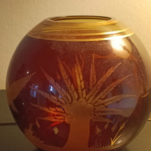 Egermann vintage vase with Bohemian glass and gilded engravings