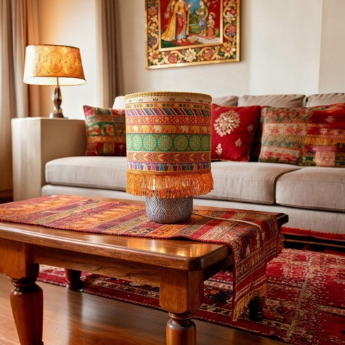 Indie Boho Table Lamp Ceramic Base Ethnic 35x20 E27