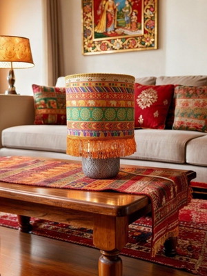 Indie Boho Table Lamp Ceramic Base Ethnic 35x20 E27