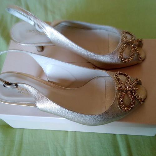 JB Bournazos New Leather Sandals Gold Size 37