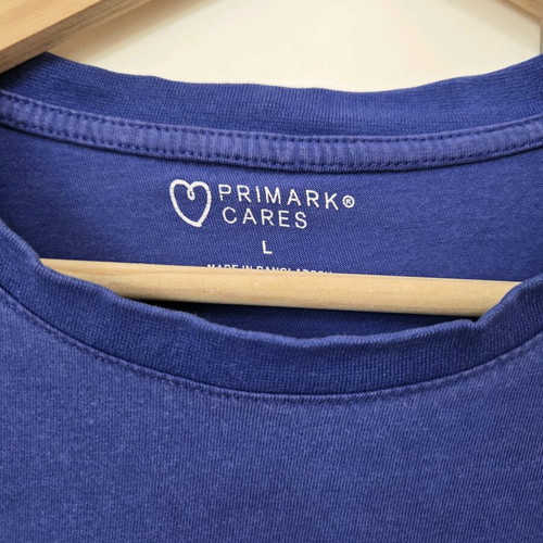 Primark T-shirt used, men's, blue, size large