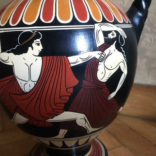 Clay Ancient Greek Amphora Replica, Decorative Vase Retro Vintage