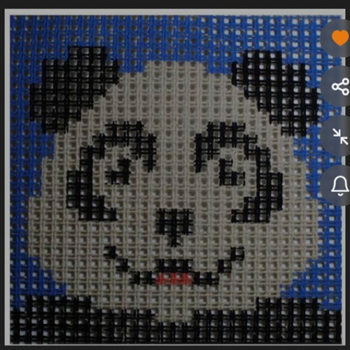 Panda embroidery kit on thick Smyrna canvas