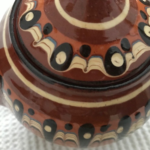 Ceramic teapot like new, handmade, folk art, Balkan style