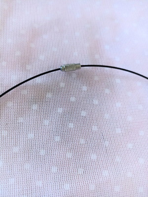 Black Wire Necklace with Steel Clasp and Black Stones new