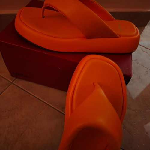 Carrano leather Brazilian platform sandals, orange