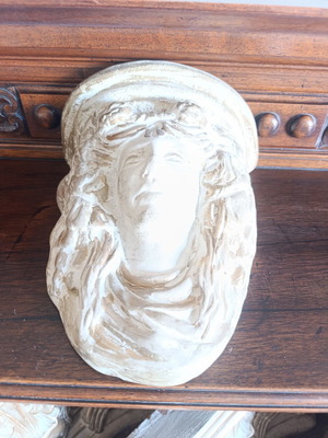 Vintage Art Nouveau wall corbel shelf with female figure