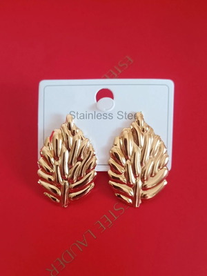 Stainless steel earrings new, gold leaf-shaped