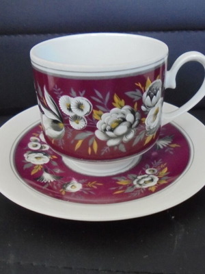Porcelain double cup and saucer set Bavaria used, floral design