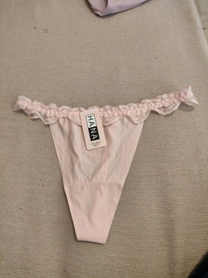 Pink string Hana new with lace trim