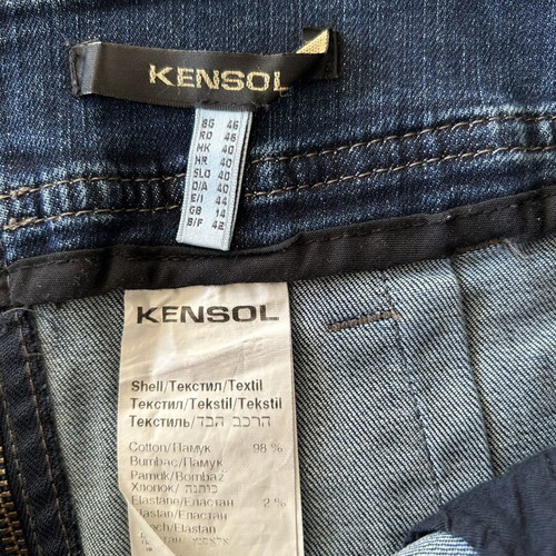 Denim skirt Kensol with pleated accent, size L, like new