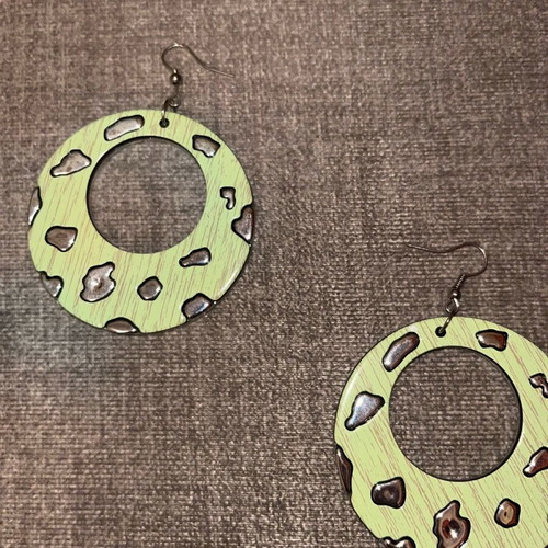 Earrings new green and silver