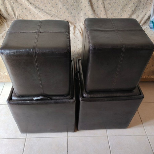 Leather stools like new, set of 2 with smaller inner stools