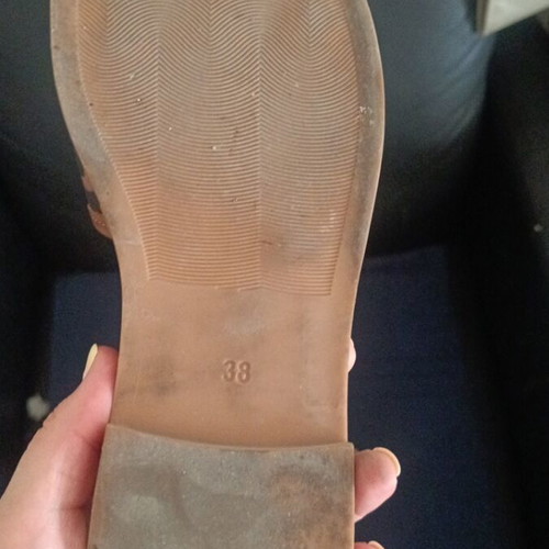 Lia's Mouse δερμάτινα σανδάλια ταμπα με χρυσή αγκράφα νούμερο 38 μεταχειρισμένα