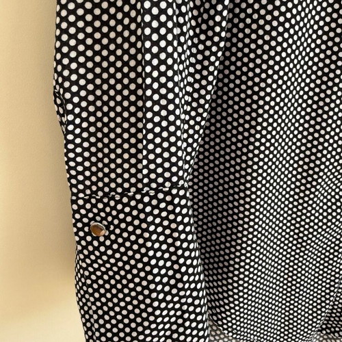 Mango women's black and white polka dot shirt like new with pearls