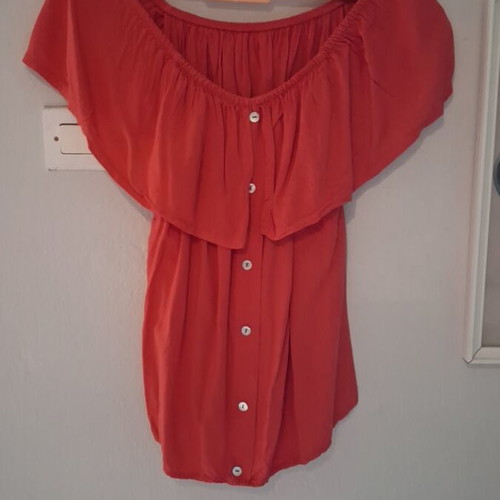 Coral blouse shirt style top like new