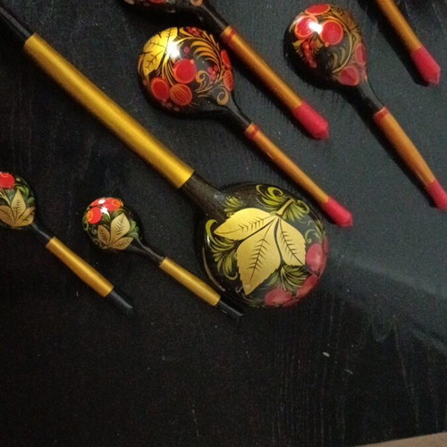 Vintage Russian decorative spoons, set of 7