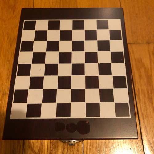 Bar accessories set with miniature chess in wooden case like new