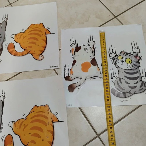 Cat stickers for kids room, pack of 6, new