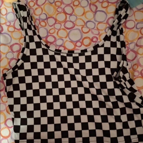 Shein black and white checkered top