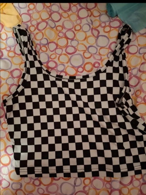 Shein black and white checkered top