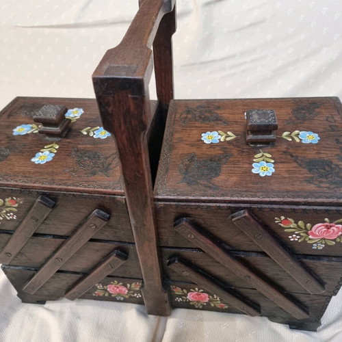 Vintage folding case like new with handmade carving and painting