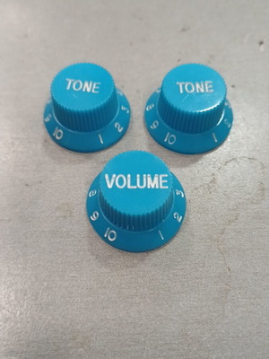 Guitar knobs set for electric guitar, new, blue, 3 pieces