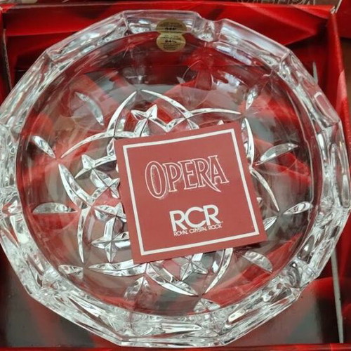 Large RCR Royal Crystal Rock 24% Crystal Ashtrays new, set of 4
