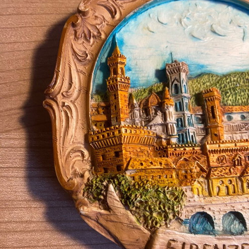 Collectible ceramic plaque from Florence like new, 14.5 cm