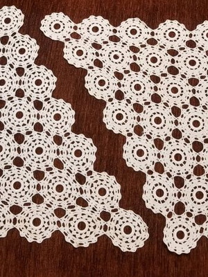 Handmade lace used, set of 2 pieces
