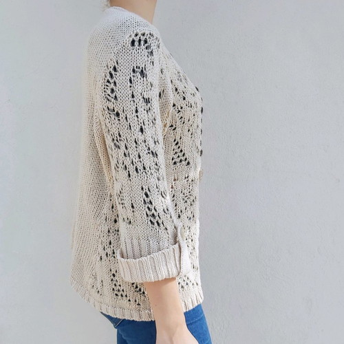 Vintage beige knitted cardigan Leonard's like new