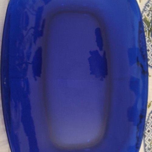 Vintage Bormioli Rocco Oval Glass Platter Cobalt Blue like new