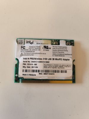 Intel PRO/Wireless 2100 Mini PCI Wi-Fi Card like new, vintage