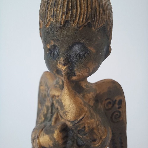 Victorian angel figurine used, vintage bronze Italian made