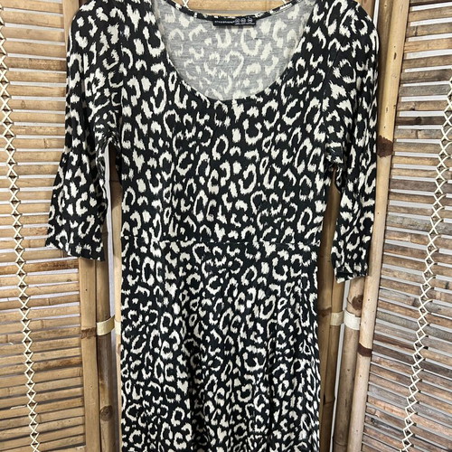 Atmosphere Black and White Leopard Print Dress, Size 14