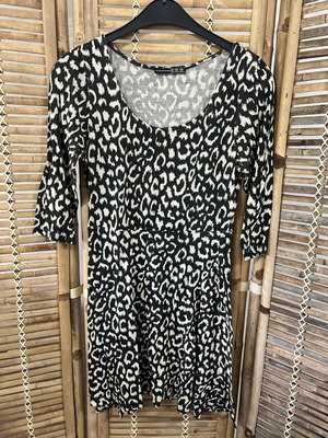 Atmosphere Black and White Leopard Print Dress, Size 14