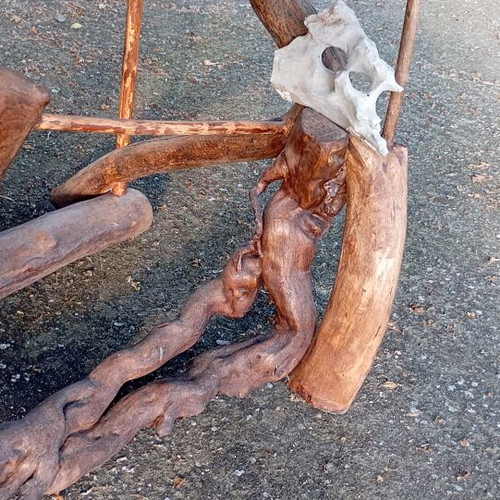 Handmade tables from roots and branches with glass top, new