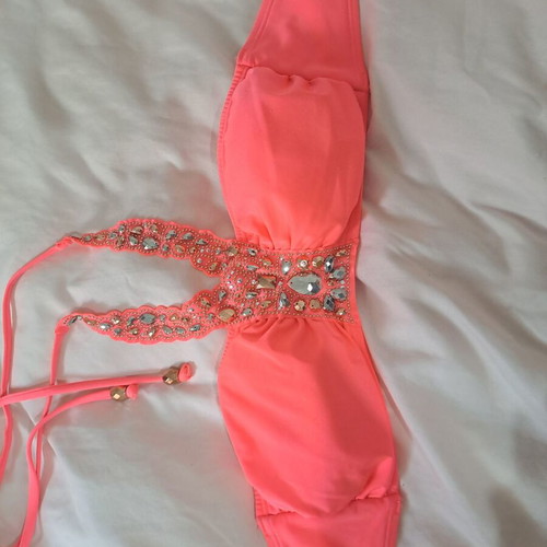 Dark Blue Lace Small Top with Coral H&M Bikini Gift like new