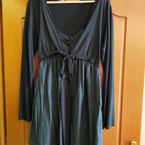3-layer black dress with double skirt and bolero, like new