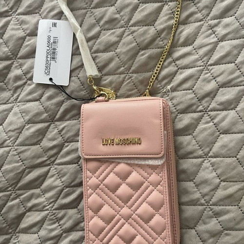 Love Moschino light pink crossbody phone pouch wallet new with tags