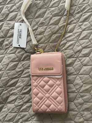 Love Moschino light pink crossbody phone pouch wallet new with tags