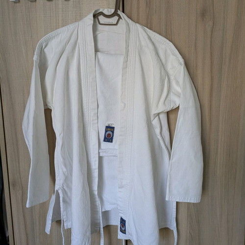 Karate uniform used, size 3/160 with white belt, 100% cotton