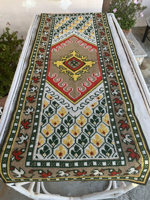 Vintage embroidery cross-stitch with geometric motifs, new