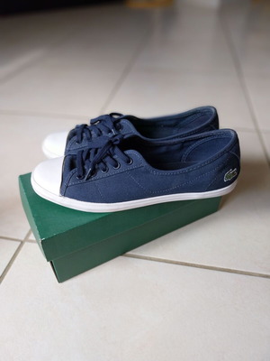 Lacoste sneakers like new, navy blue and white, size 38